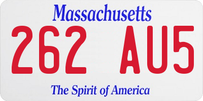 MA license plate 262AU5