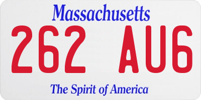 MA license plate 262AU6