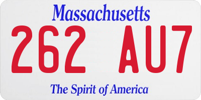 MA license plate 262AU7