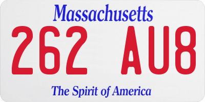MA license plate 262AU8