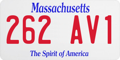 MA license plate 262AV1
