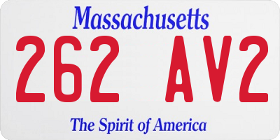 MA license plate 262AV2