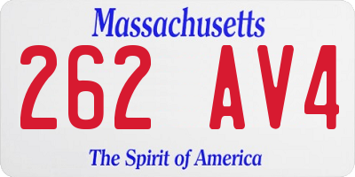 MA license plate 262AV4