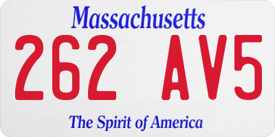 MA license plate 262AV5