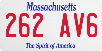 MA license plate 262AV6