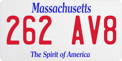 MA license plate 262AV8