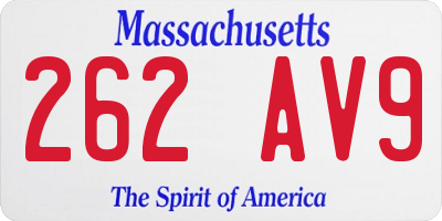 MA license plate 262AV9