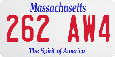MA license plate 262AW4