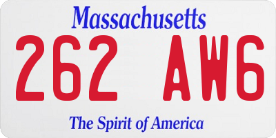 MA license plate 262AW6
