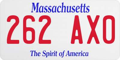 MA license plate 262AX0
