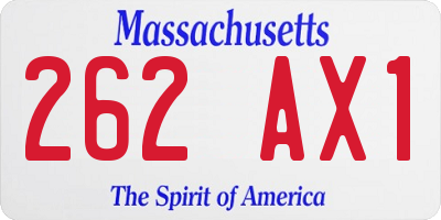 MA license plate 262AX1