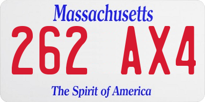 MA license plate 262AX4
