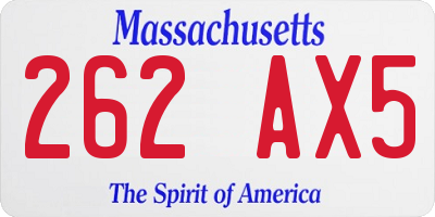MA license plate 262AX5