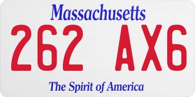 MA license plate 262AX6
