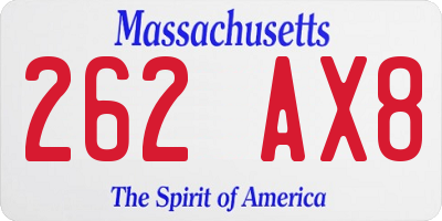 MA license plate 262AX8