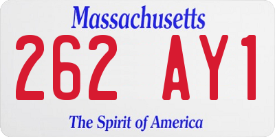 MA license plate 262AY1
