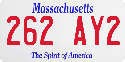 MA license plate 262AY2
