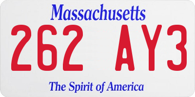 MA license plate 262AY3