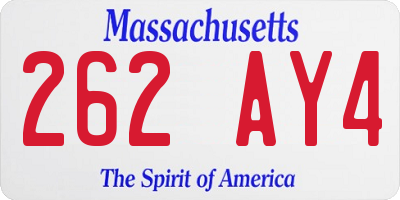 MA license plate 262AY4