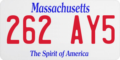 MA license plate 262AY5