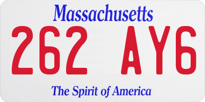 MA license plate 262AY6