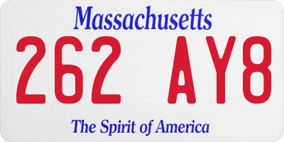 MA license plate 262AY8