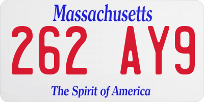 MA license plate 262AY9