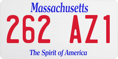 MA license plate 262AZ1