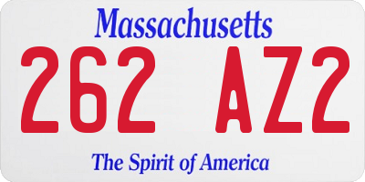MA license plate 262AZ2