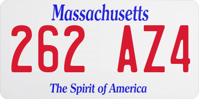MA license plate 262AZ4