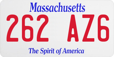 MA license plate 262AZ6