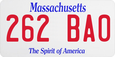 MA license plate 262BA0