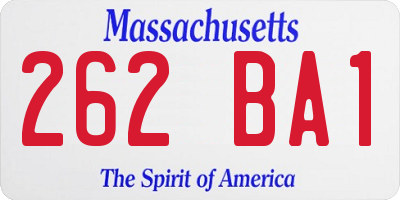 MA license plate 262BA1