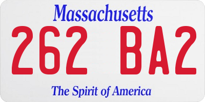MA license plate 262BA2