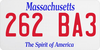 MA license plate 262BA3