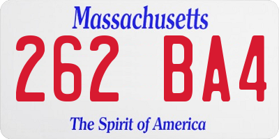 MA license plate 262BA4