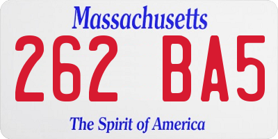 MA license plate 262BA5