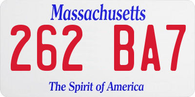 MA license plate 262BA7