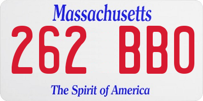 MA license plate 262BB0