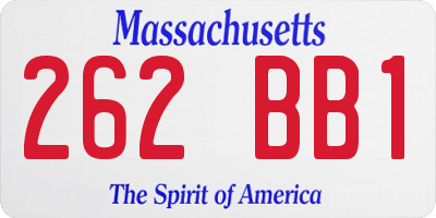 MA license plate 262BB1