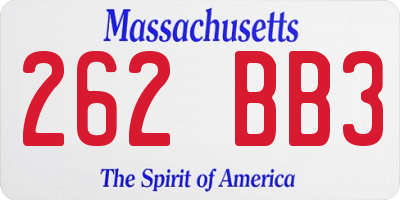 MA license plate 262BB3
