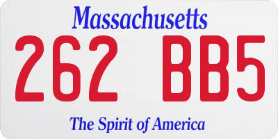 MA license plate 262BB5