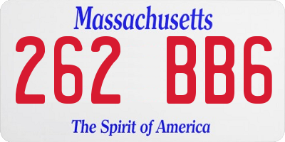 MA license plate 262BB6
