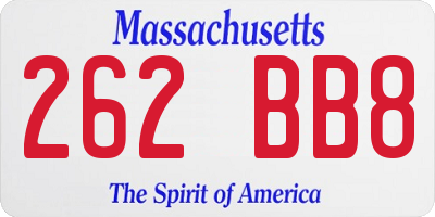 MA license plate 262BB8