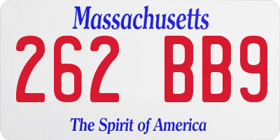 MA license plate 262BB9