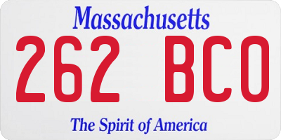 MA license plate 262BC0
