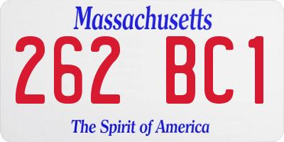 MA license plate 262BC1
