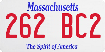 MA license plate 262BC2