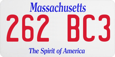 MA license plate 262BC3