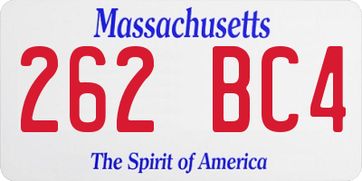MA license plate 262BC4